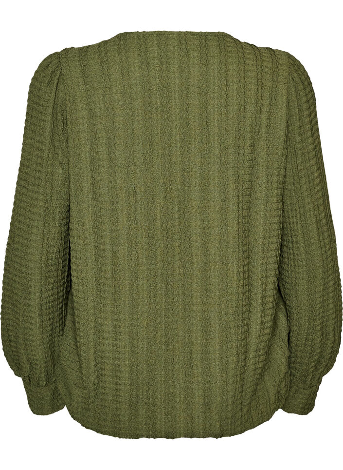 Jerseyblus med struktur och ballongsilhuett, Gr&ouml;n, Packshot image number 1