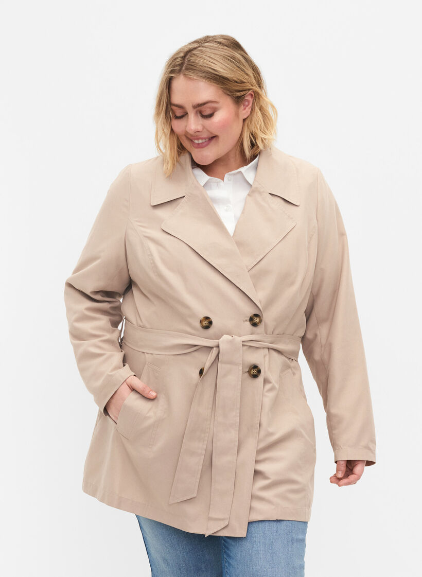 Trenchcoat med bälte och fickor, Nomad, Model image number 0