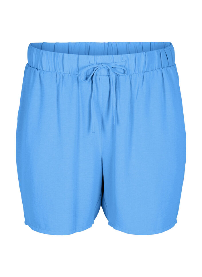 Shorts med fickor och resår i midjan, Blå, Packshot image number 0
