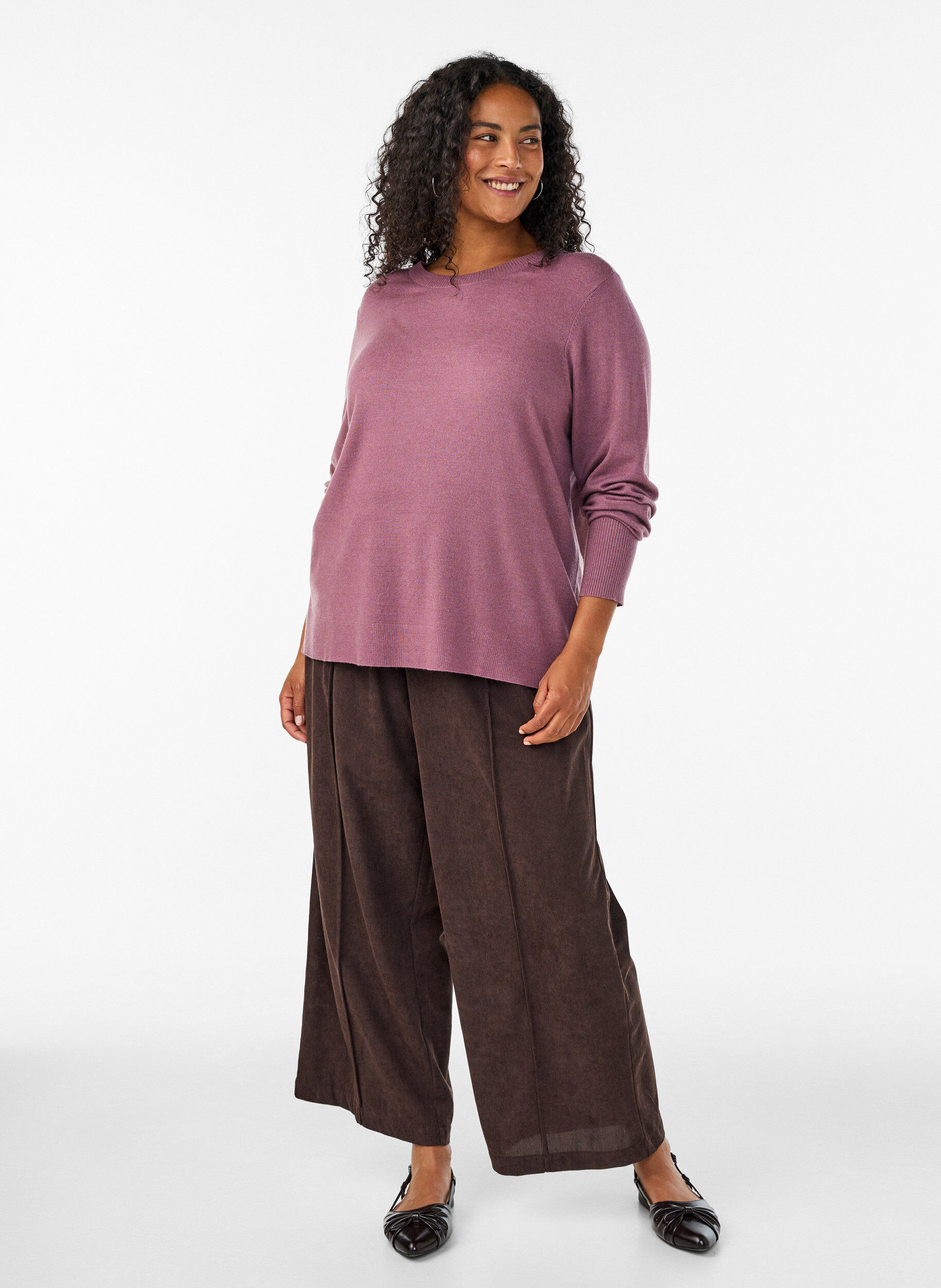 ZizziStickad blus med rund halsringning, Rosa, Model image number 1