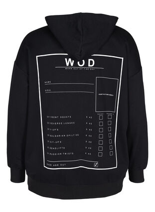 Långärmad tröja med huva och mönster, Black WOD, Packshot image number 1