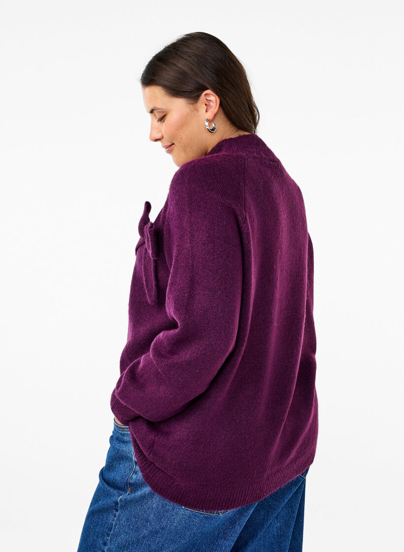 Stickad blus med rosettdetalj, Potent P. Black Mel., Model image number 1