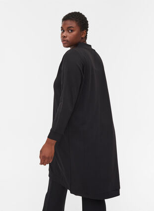 Enfärgad klänning i sweatshirtmaterial, Black, Model image number 1