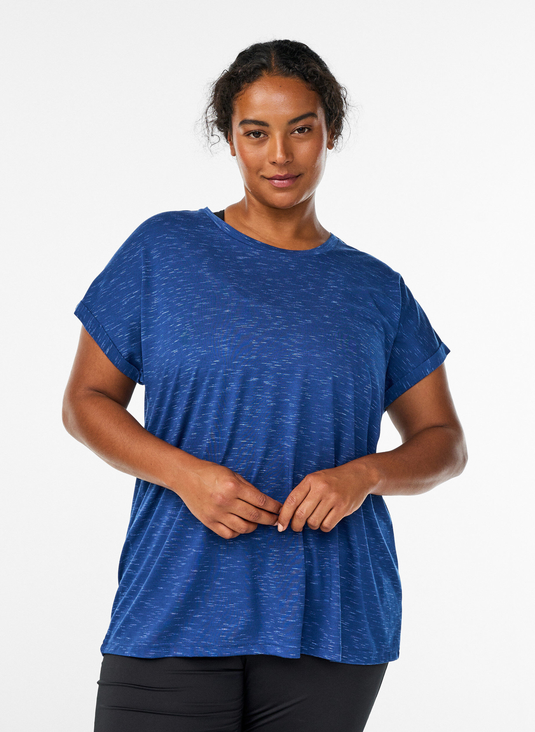ZizziL&ouml;s tr&auml;ningst-shirt med korta &auml;rmar, Bl&aring;, Model image number 0