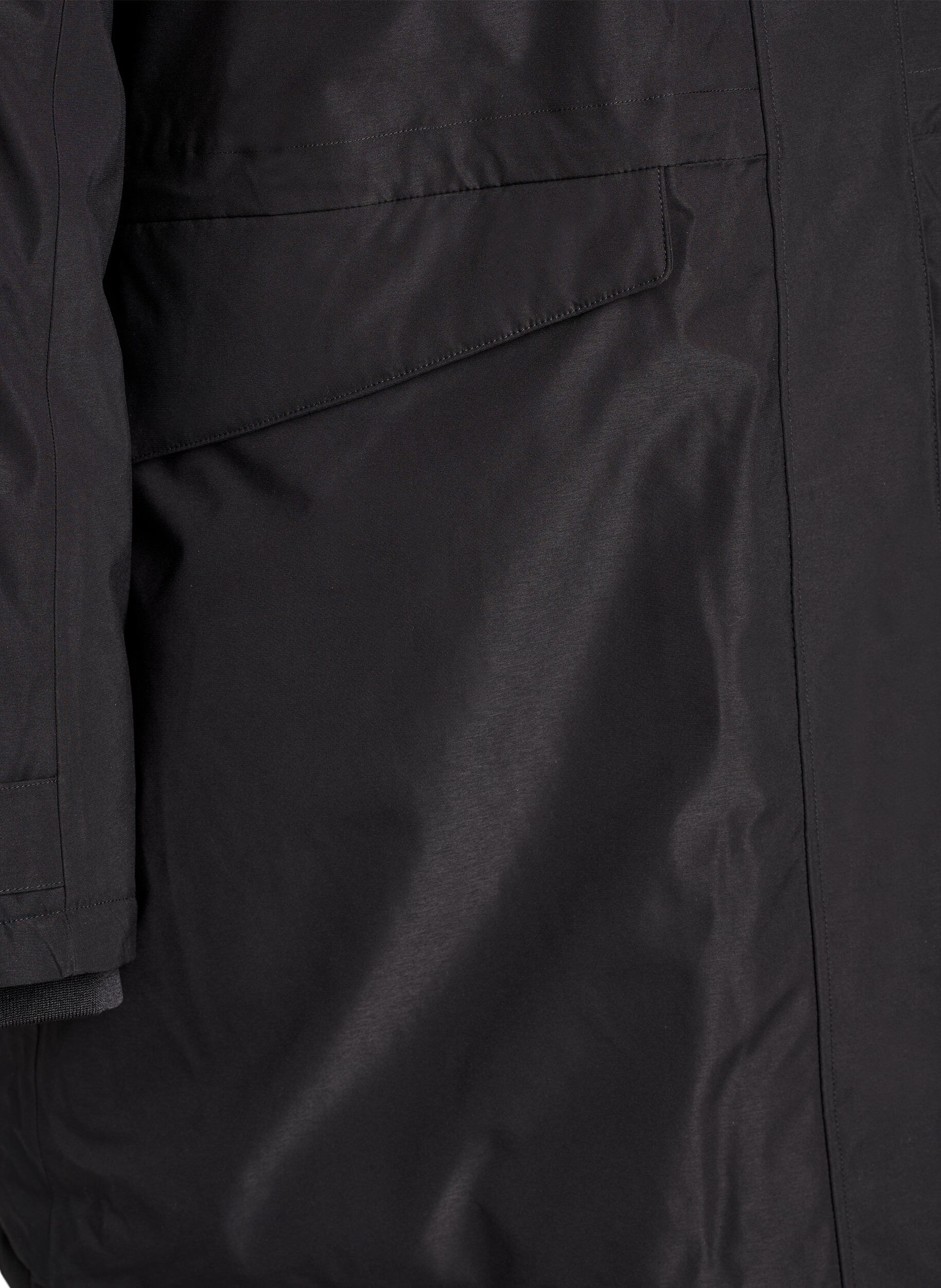 Zizzi Vattenavvisande parkas med huva och funktionella detaljer, Svart, Packshot image number 3