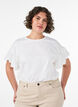 T-shirt i ekologisk bomull med volang&auml;rmar, Vit, Model image number 0