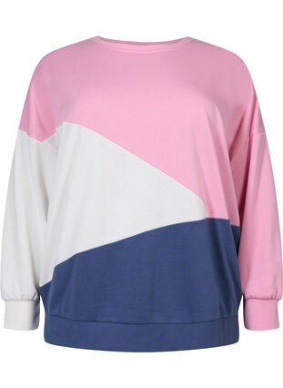 Sweatshirt med colour-block, C. Pink C. Blocking, Packshot image number 0