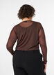 Blus i skir mesh med strass, Brun, Model image number 2