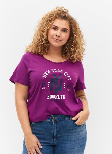 T-shirt i bomull med tryck, Grape Juice, Model image number 0
