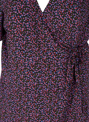 Omlottklänning med print och korta ärmar, Cobolt Blue Flower, Packshot image number 2