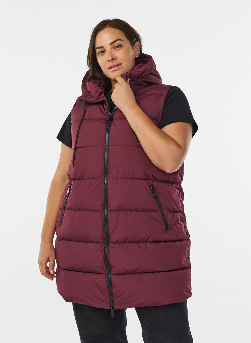 L&aring;ng v&auml;st med huva och fickor, R&ouml;d, Model image number 0