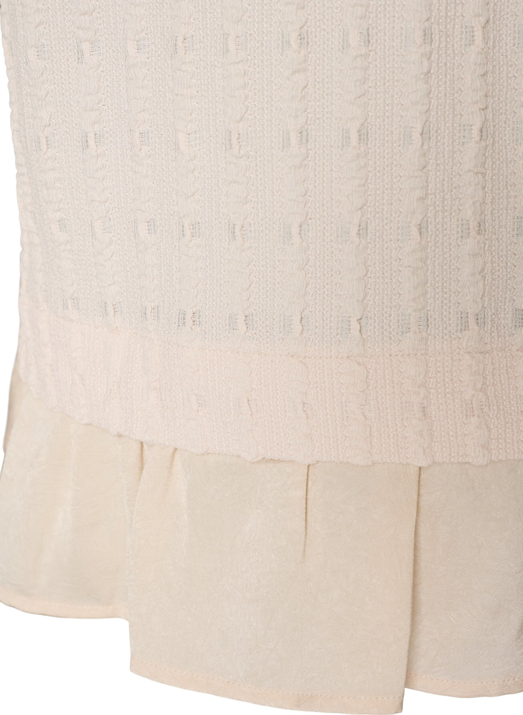 ZizziStrukturerad blus med volangkant, Vanilla, Packshot image number 3