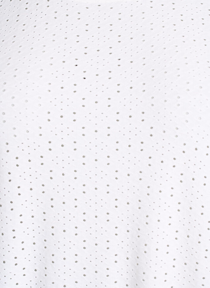 Blus med h&aring;lbroderi och ballongeffekt, Vit, Packshot image number 2