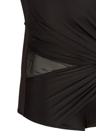 Baddräkt med mesh och draperingar, Black, Packshot image number 3