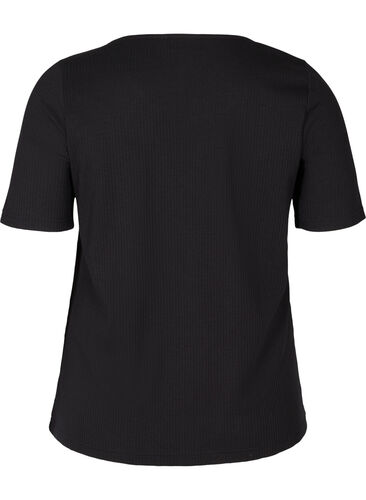 T-shirt med knappar, Black, Packshot image number 1