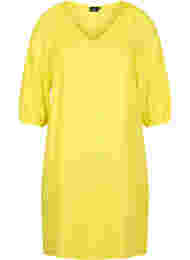 Viskosklänning med v-ringning, Blazing Yellow