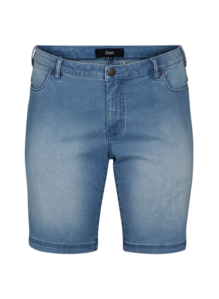 Slim fit Emily shorts med normalhög midja, Light blue denim, Packshot image number 0