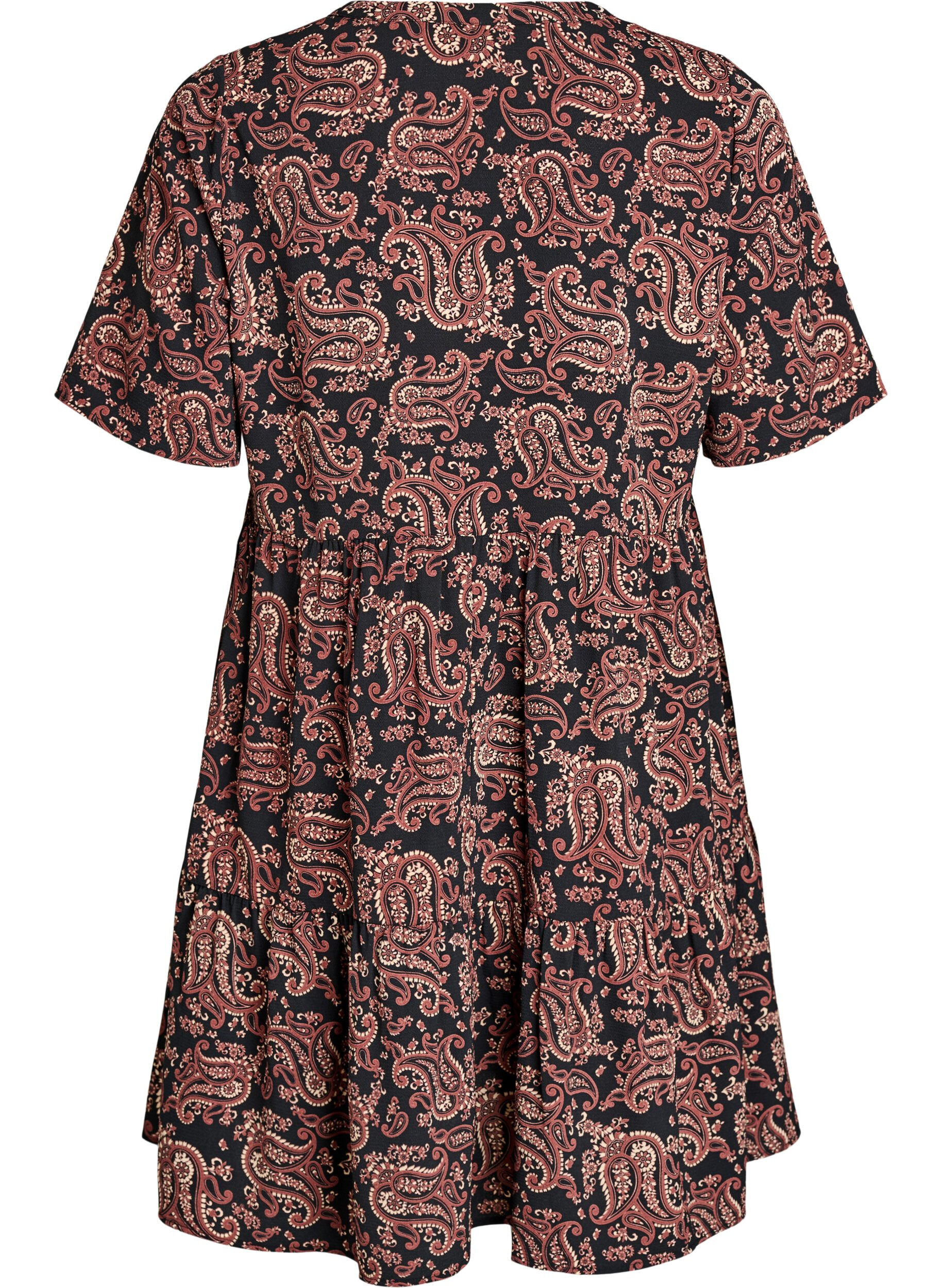 Zizzi Kort&auml;rmad kl&auml;nning med A-linje och sk&auml;rningar, Svart, Packshot image number 1