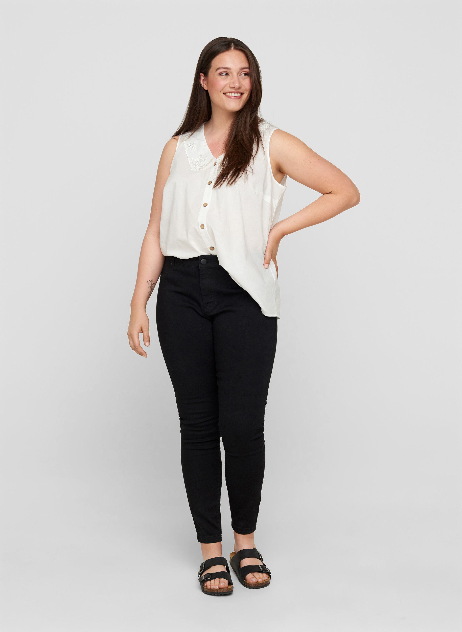 Zizzi Jeggings i bomullsmix, Black, Model image number 0