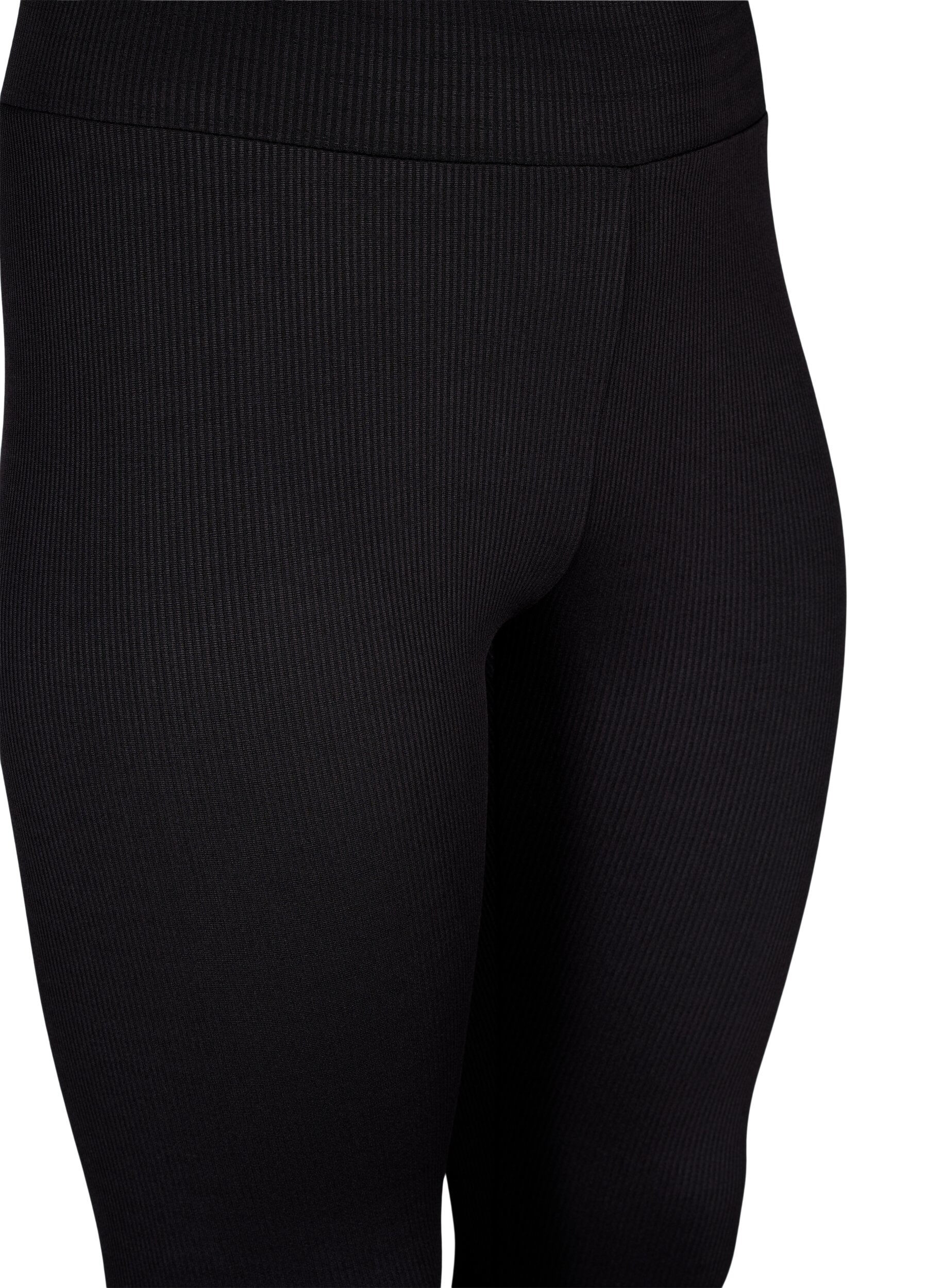 Zizzi Ribbade leggings med stretch, Black, Packshot image number 2