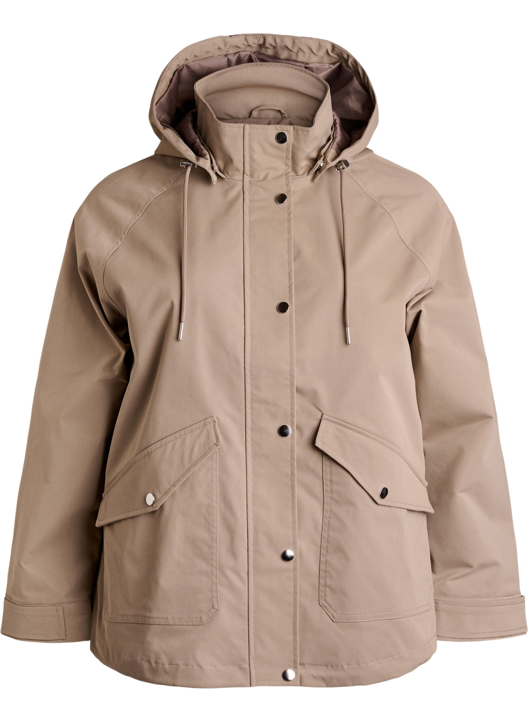 ZizziKort v&aring;rjacka med avtagbar huva, Beige, Packshot image number 0