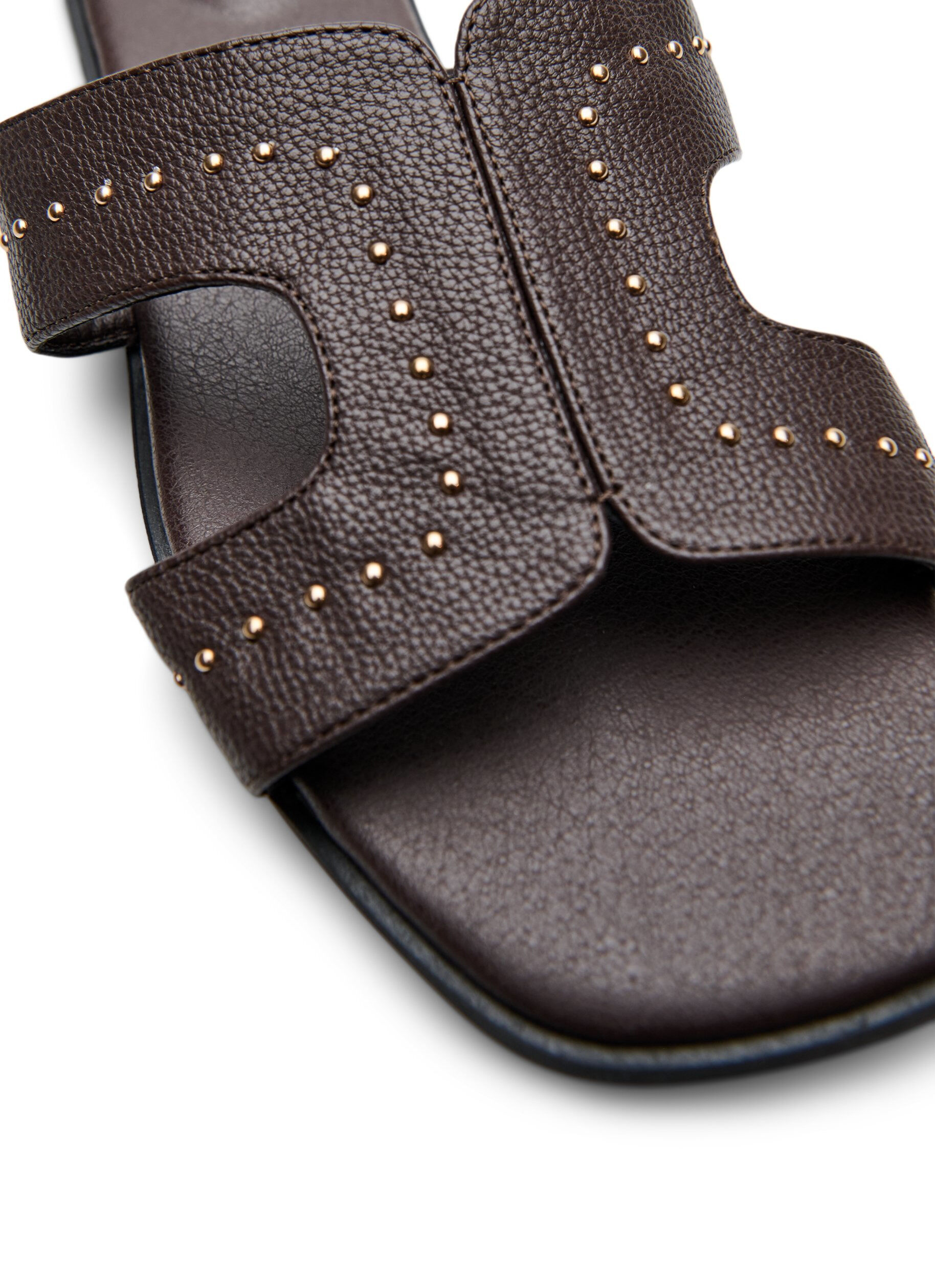 Zizzi Platta sandaler med nitar, Brun, Packshot image number 3