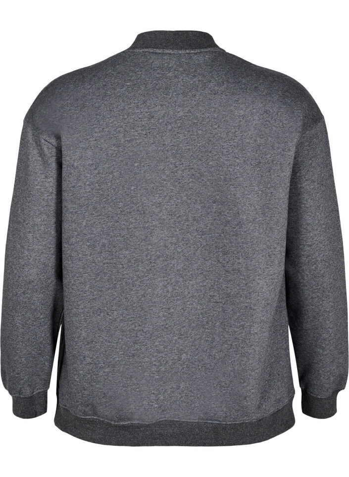 Sweatshirt med hög krage och långa ärmar, Grå, Packshot image number 1