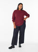 Melerad stickad blus med rund hals, R&ouml;d, Model image number 1