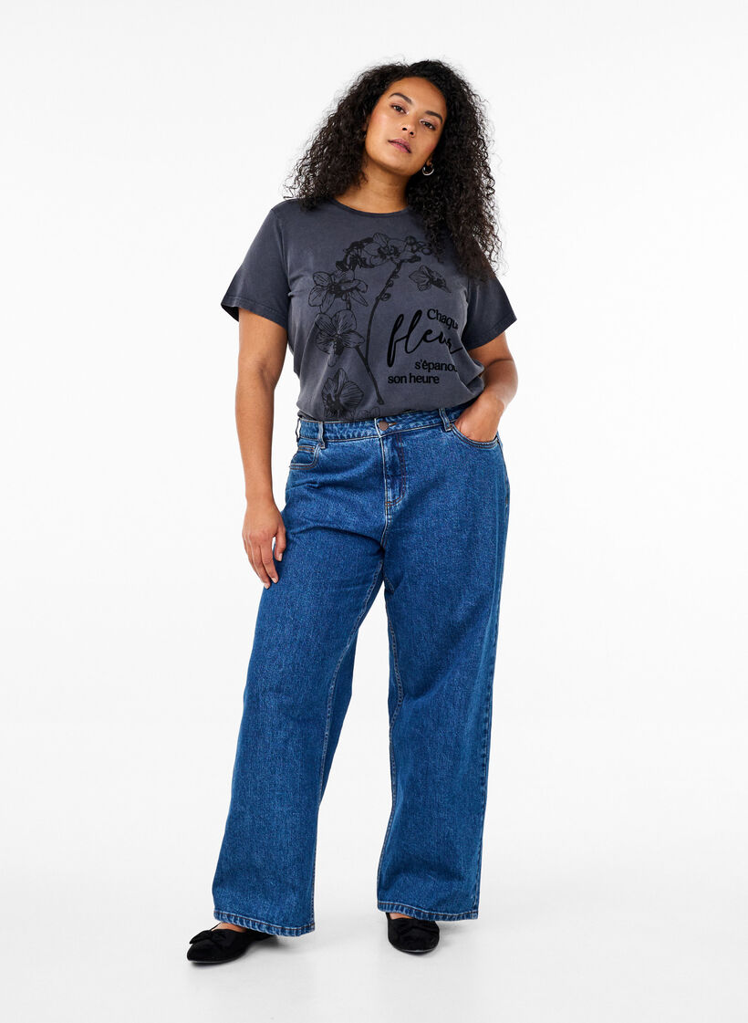 T-shirt i ekologisk bomull med tryck, Grå, Model image number 1