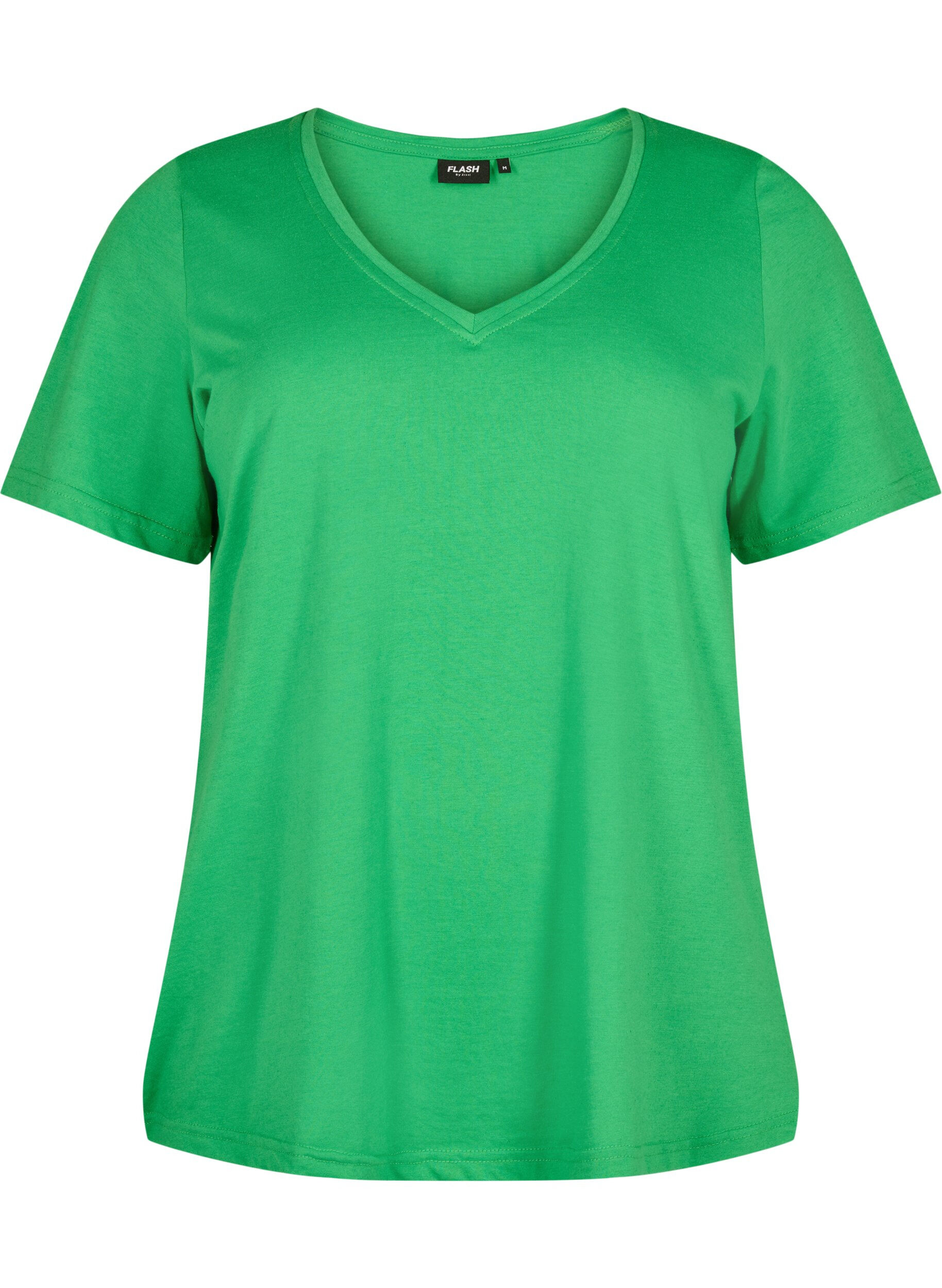 Zizzi FLASH - T-shirt med v-ringning, Kelly Green, Packshot image number 0