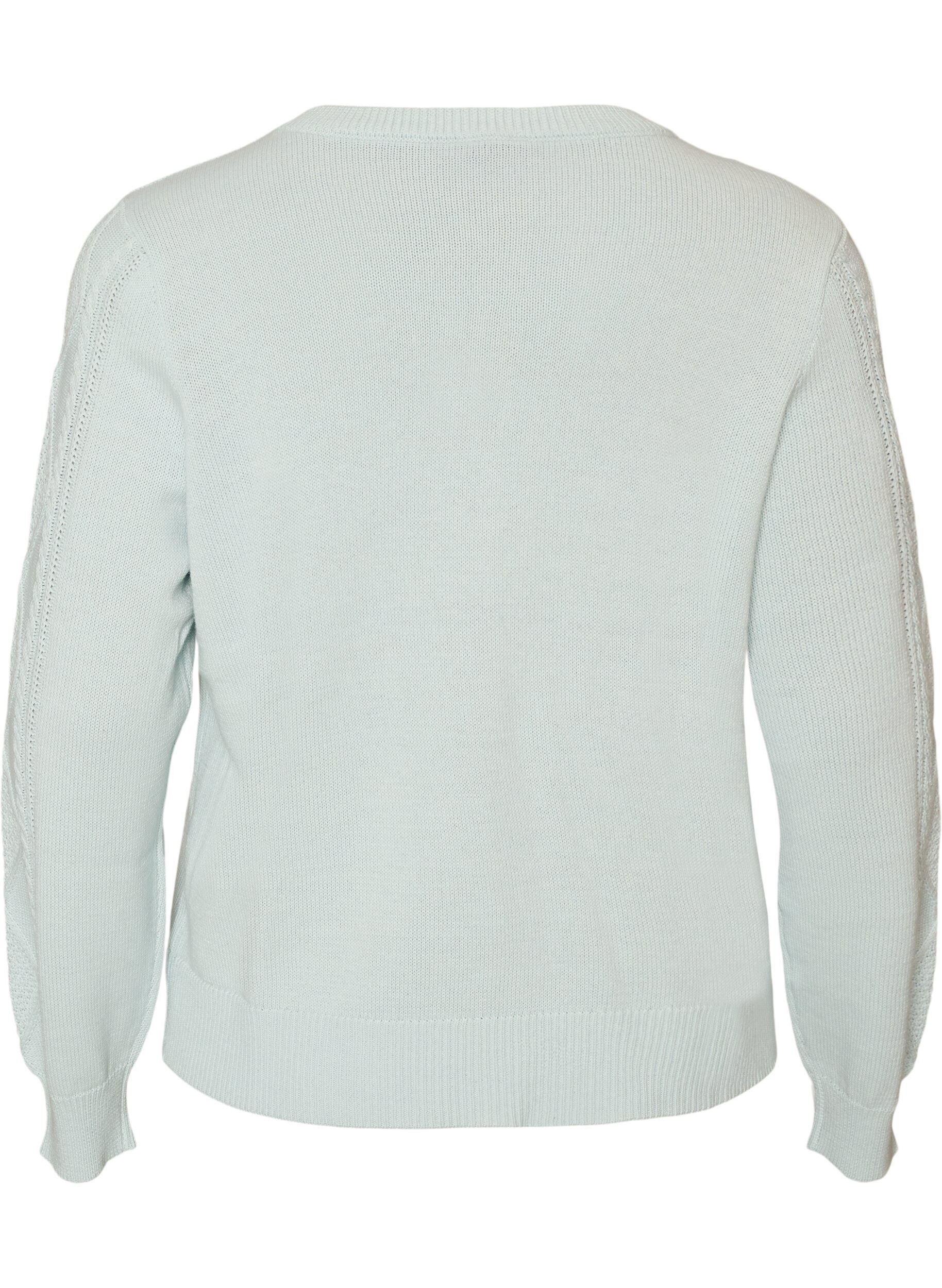 ZizziKabelstickad cardigan med dekorativa knappar, Bl&aring;, Packshot image number 1