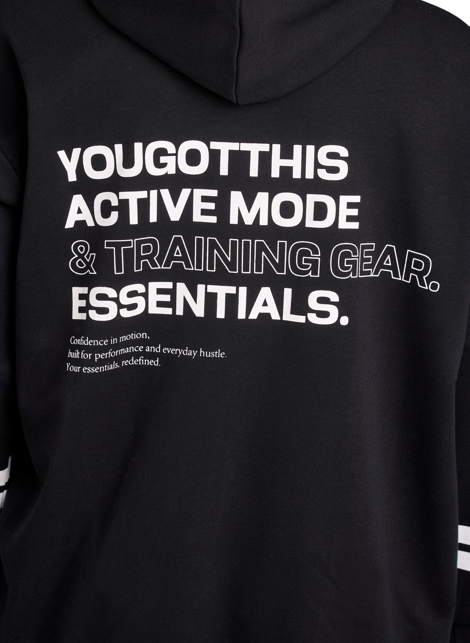 Zizzi L&aring;ng sweatkofta med tryckta detaljer, Svart, Packshot image number 3