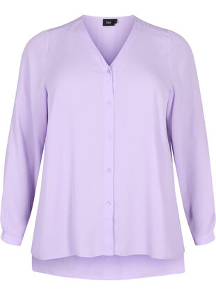 V-ringad skjorta med långa ärmar, Purple Rose, Packshot image number 0