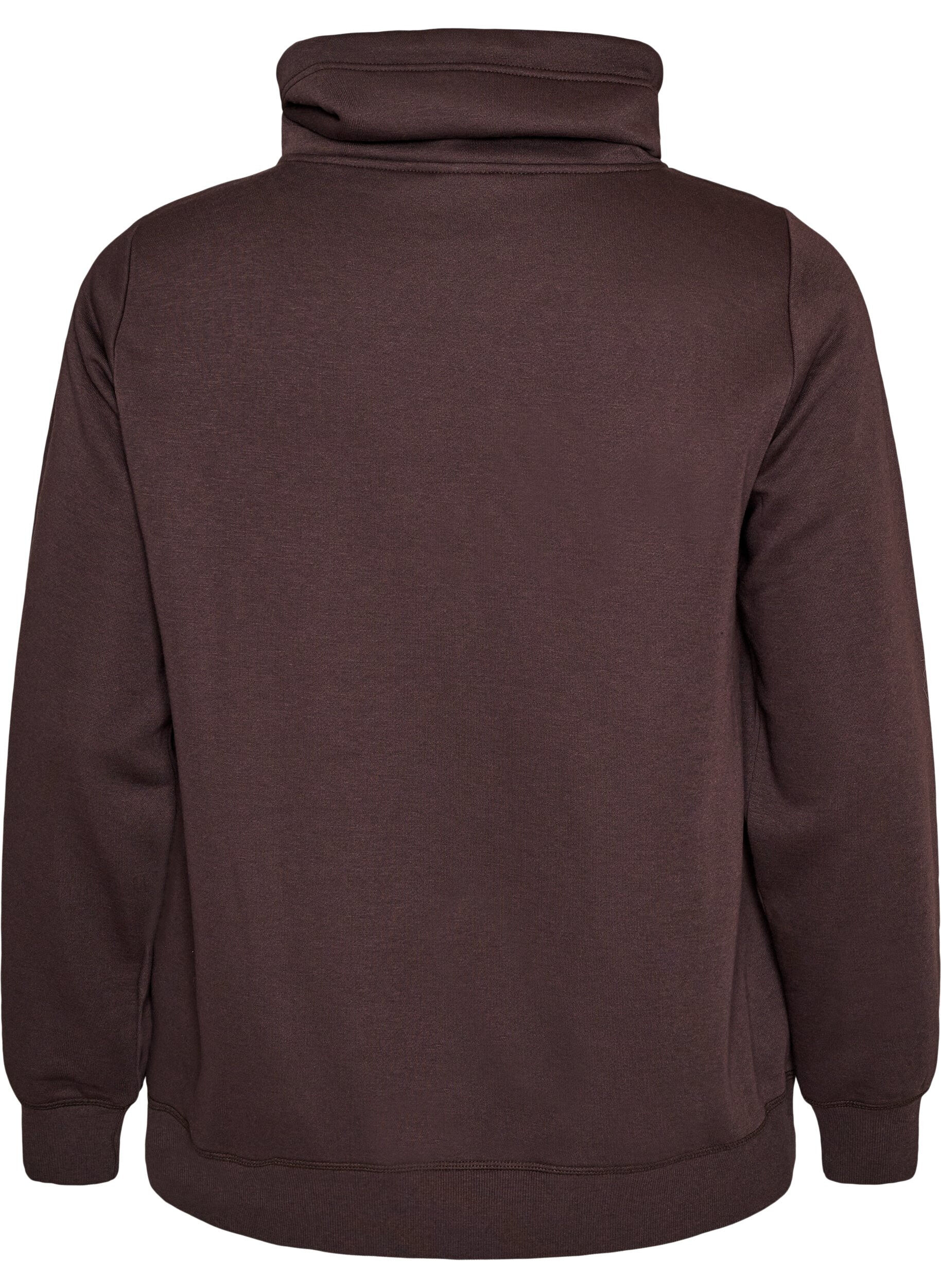 ZizziSweatshirt med h&ouml;g krage och fickor, Brun, Packshot image number 1