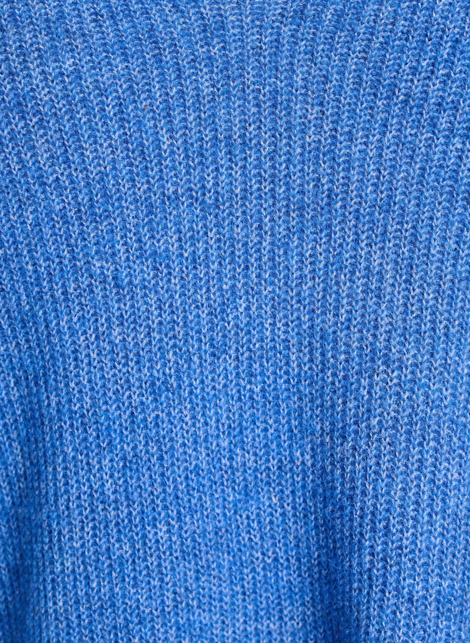 ZizziStickad blus med v-ringning och raglan&auml;rmar, Bl&aring;, Packshot image number 2
