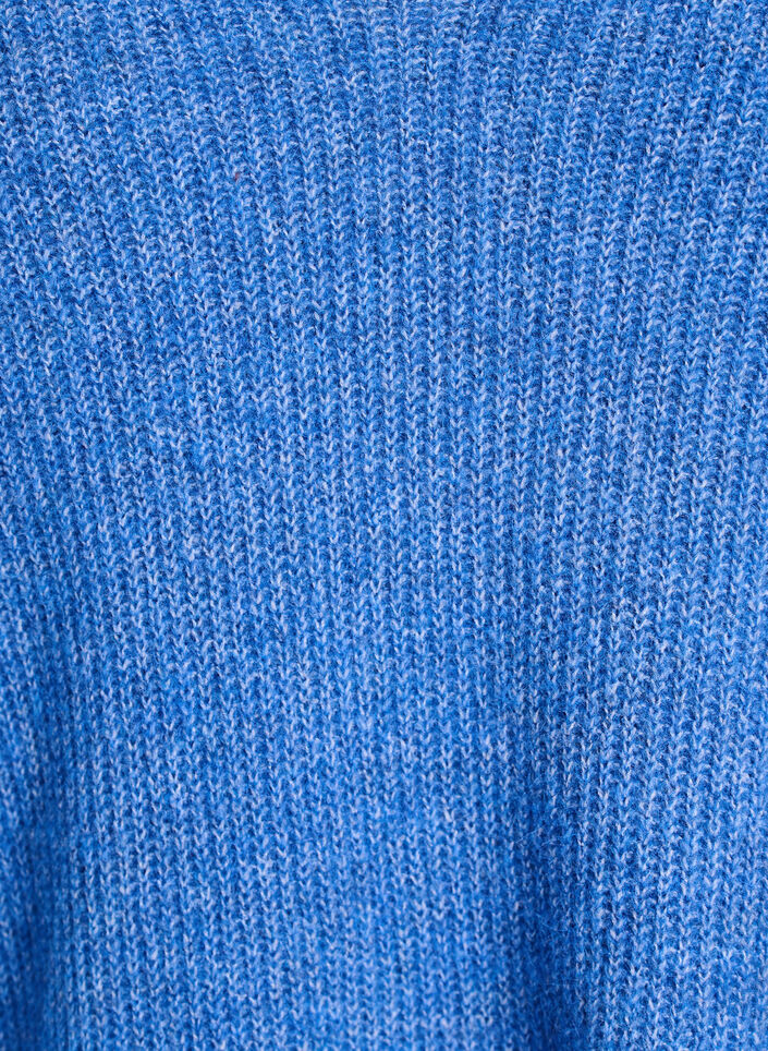 Stickad blus med v-ringning och raglan&auml;rmar, Bl&aring;, Packshot image number 2