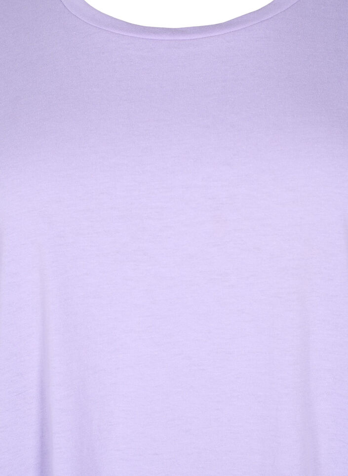 Kort&auml;rmad t-shirt i bomullsmix, Lila, Packshot image number 2