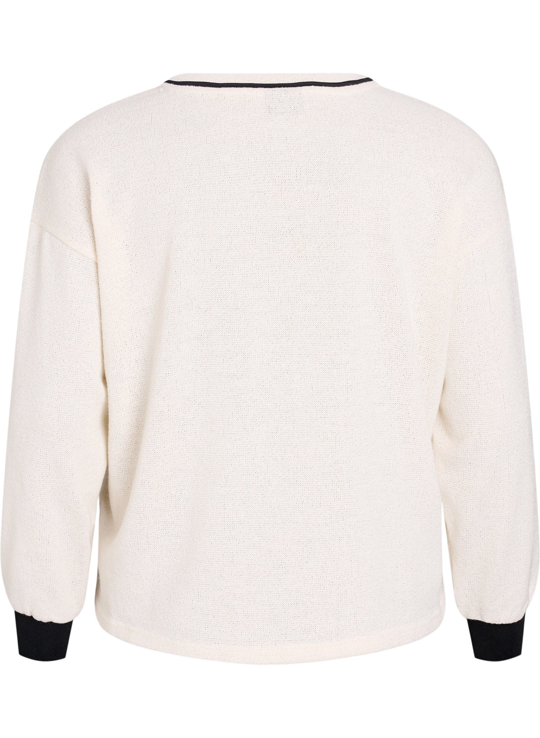 Zizzi Sweatshirt i strukturerad jersey med tryck framtill, Beige, Packshot image number 1