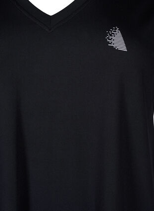 Tränings t-shirt med v-ringning och lös passform, Black, Packshot image number 2