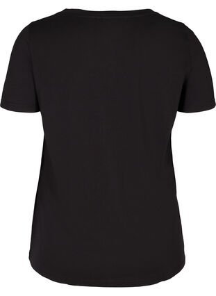 Bomulls t-shirt med tryck, Black, Packshot image number 1