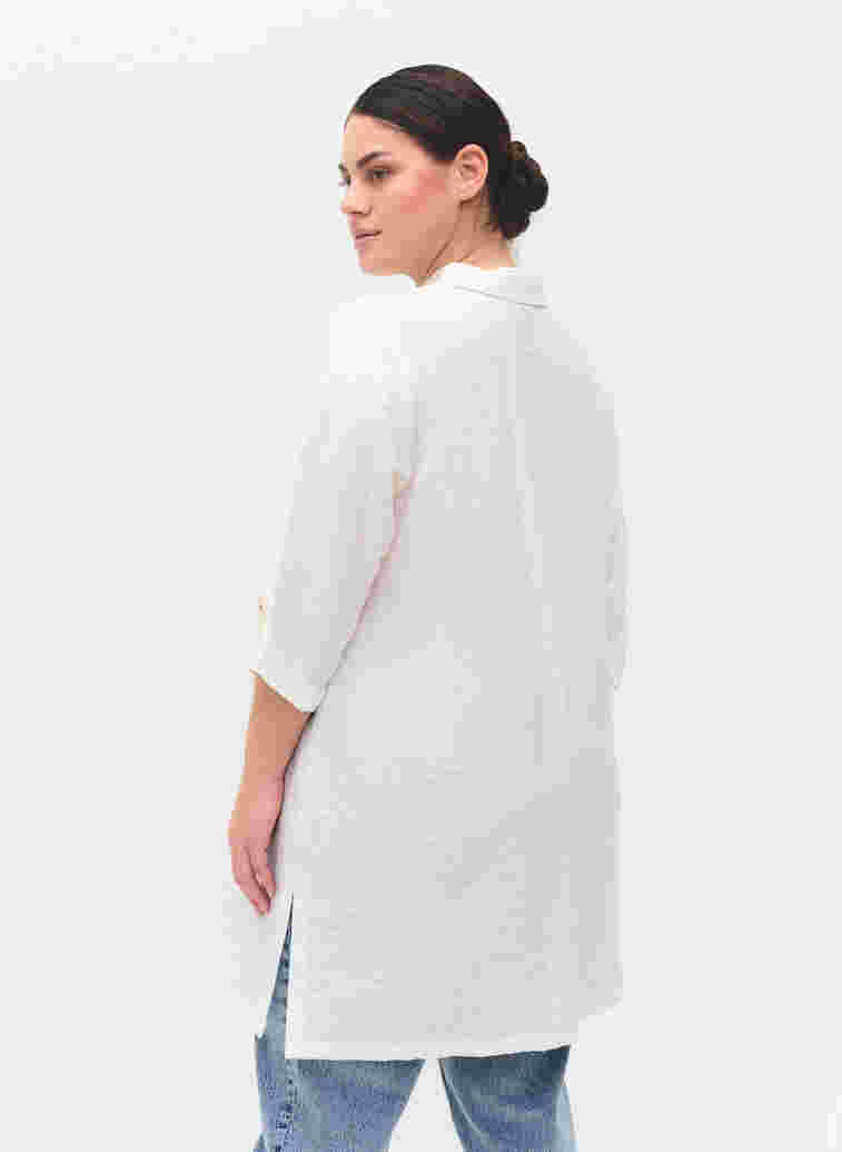 Lång skjorta med 3/4-ärmar, Bright White, Model image number 1