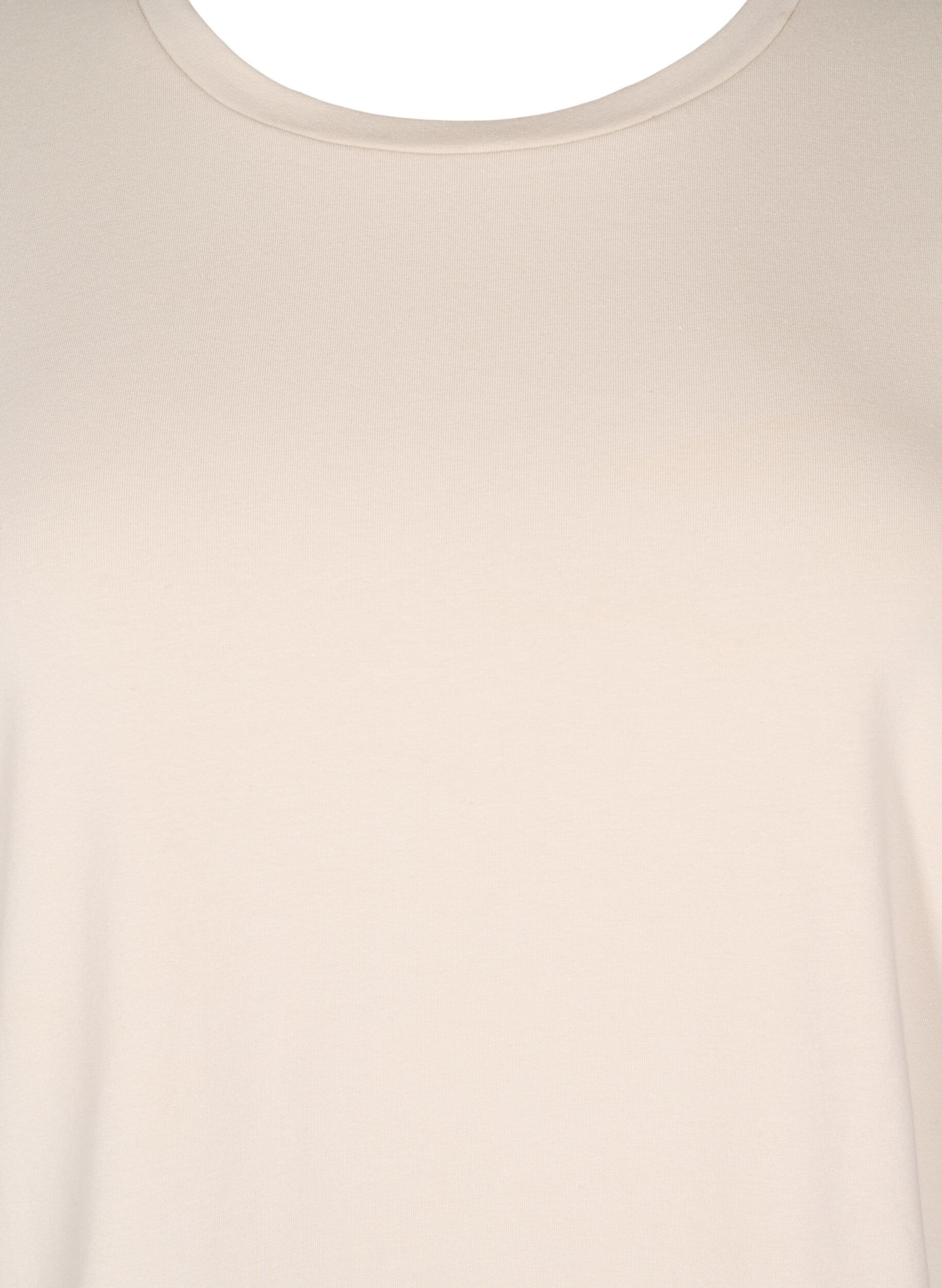 Zizzi T-shirt med broderie anglaise och skulpterade kanter, Beige, Packshot image number 2