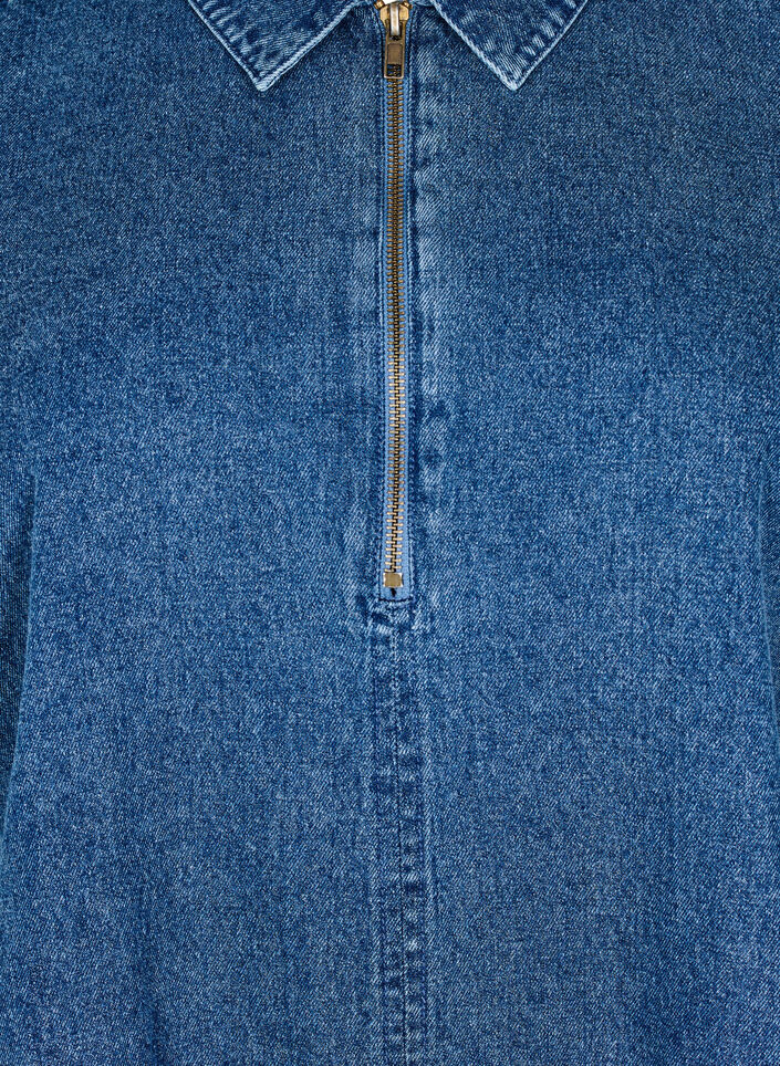Kort denimkl&auml;nning med dragkedja och trekvarts&auml;rmar, Bl&aring;, Packshot image number 2