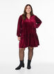 Kort kl&auml;nning i velour med volangkrage och l&aring;nga &auml;rmar, R&ouml;d, Model image number 1