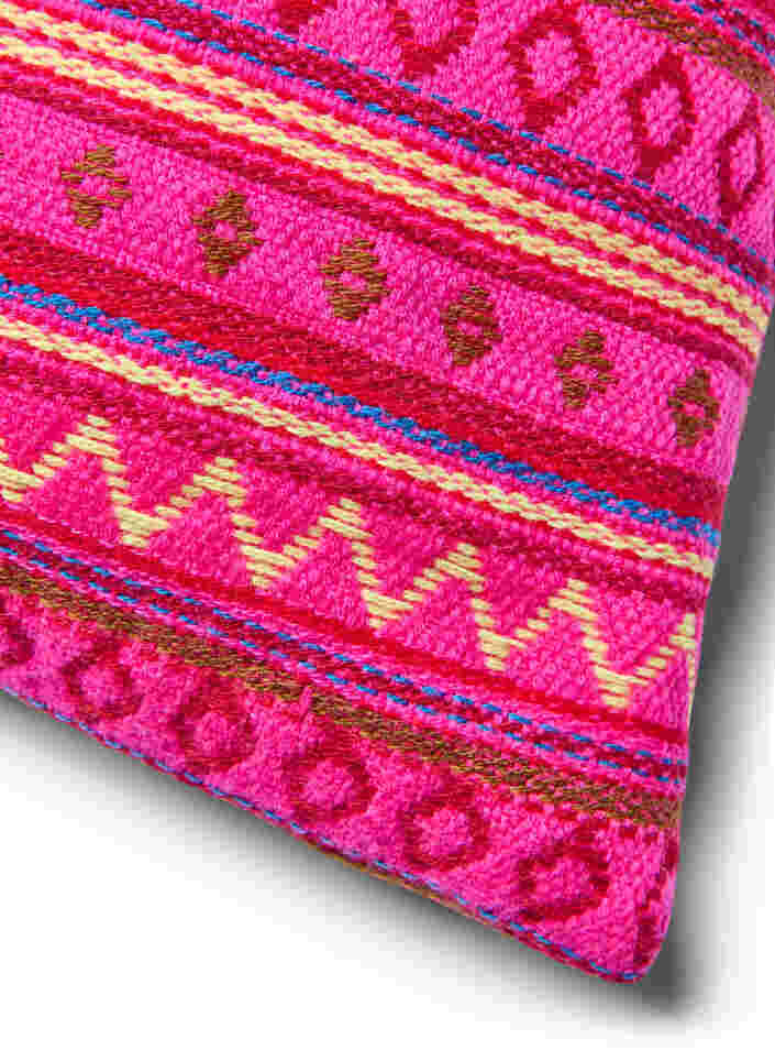 Kuddfodral med jacquardmönster, Dark Pink Comb, Packshot image number 1