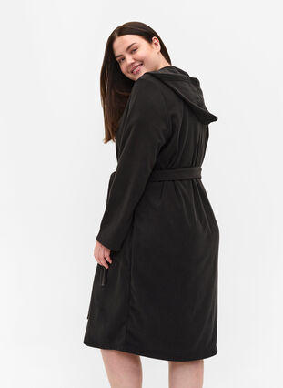Morgonrock med huva och fickor, Black, Model image number 1