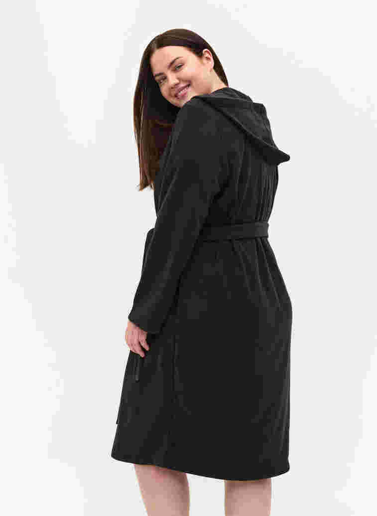 Morgonrock med huva och fickor, Black, Model image number 1