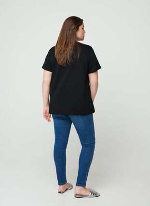 T-shirt i bomull, Black, Model image number 1