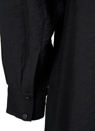 Lång enfärgad skjorta i viskosblandning, Black, Packshot image number 3