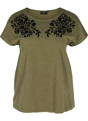 T-shirt i ekologisk bomull med mönster, Ivy Green, Packshot image number 0
